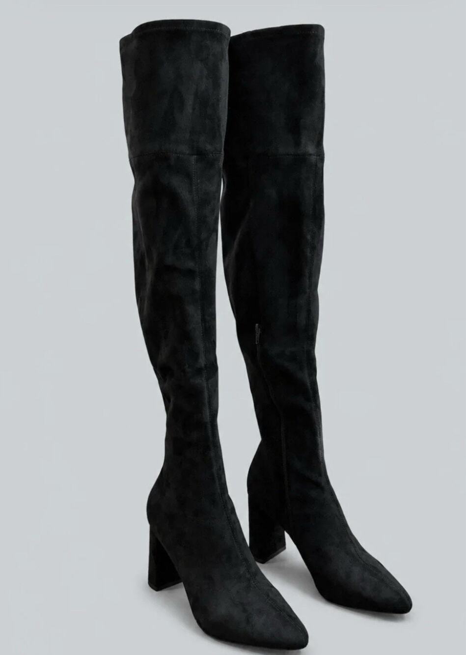 NWOB Jeffrey Campbell Parisah-2 Over The Knee Heeled Boots Brown Suede Sz 6